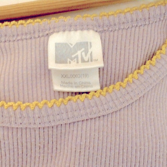MTV y2k pink lilac with yellow trim cropped tank top vintage rare aesthetic - Picture 4 of 7